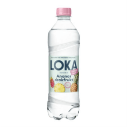 Loka Ananas Drakfrukt 50cl – kolsyrat mineralvatten med ananas- och drakfruktsmak i 12-pack.