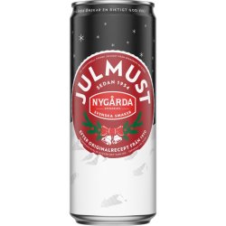 Nygårda Julmust 33cl burk med svart juldesign, originalrecept sedan 1910, från Spendrups bryggeri